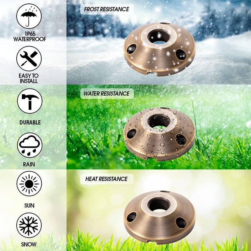 MIK Solutions LED Lights Brass Mounting Plate by MIK Solutions Heavy Duty Surface Flush Mount Low Voltage LED Light Outdoor Landscape Lighting Mushroom Security Garden Lights Home Patio Deck Pool - Image 3